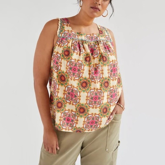 Anthropologie Let Me Be Abstract Ruffled Tank - Picture 4 of 13